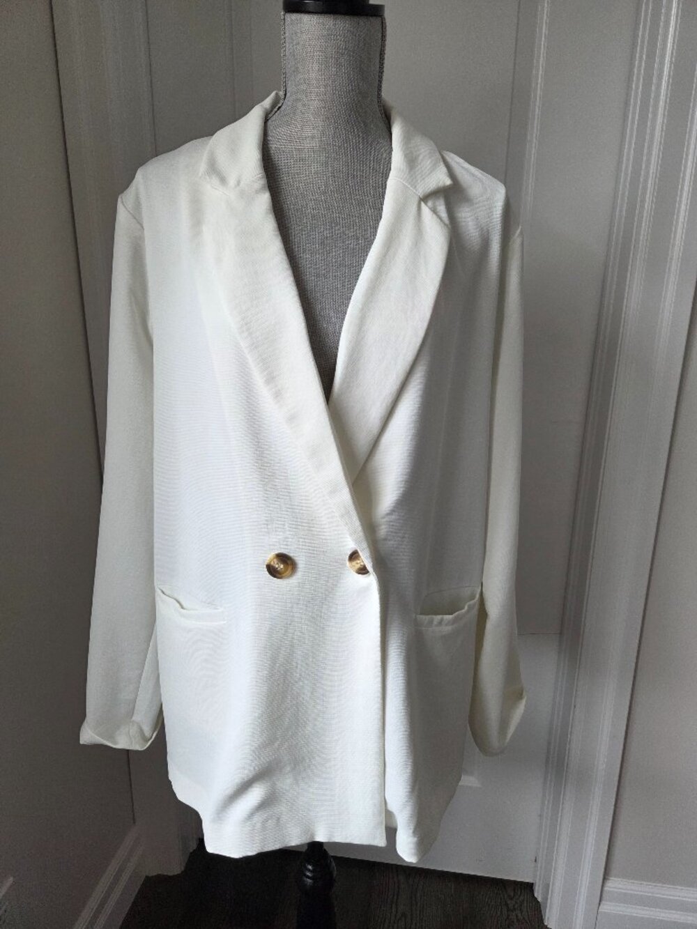 Gilli relaxed off white double breasted 2 pocket blazer size L